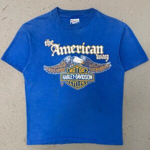 Vintage 80s Harley Davidson Motorcycles The American Way Rare T Shirt Medium